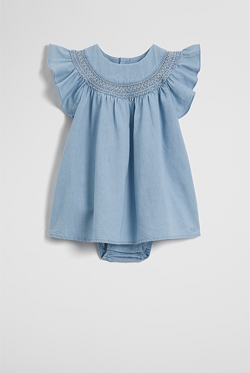 Organically Grown Cotton Sleeveless Chambray Romper Dress Organically Grown Cotton Sleeveless Chambray Romper Dress