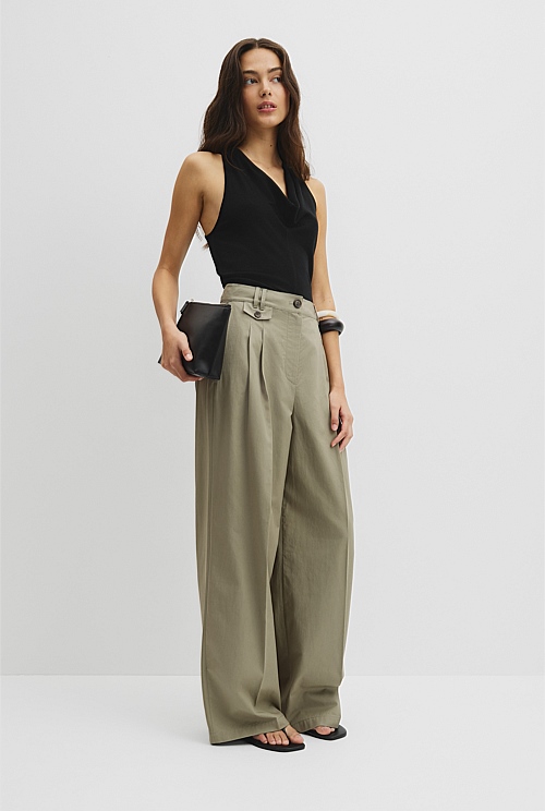 Cotton Blend Pleat Front Pant Cotton Blend Pleat Front Pant