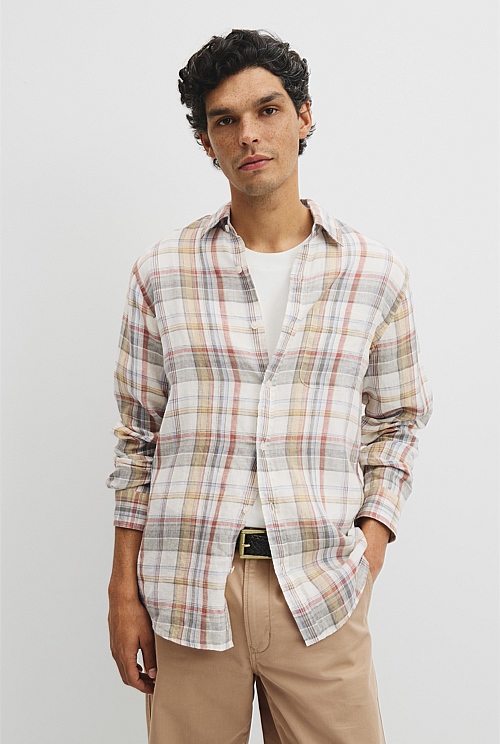 Regular Fit Linen Check Shirt