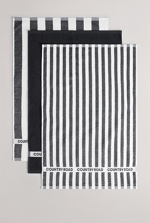 CR Stripe Verified Australian Cotton Tea Towel Pack of 3