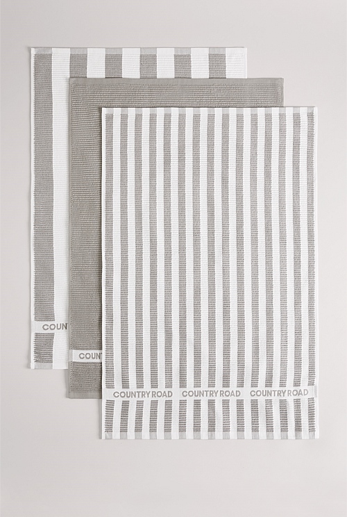 CR Stripe Verified Australian Cotton Tea Towel Pack of 3