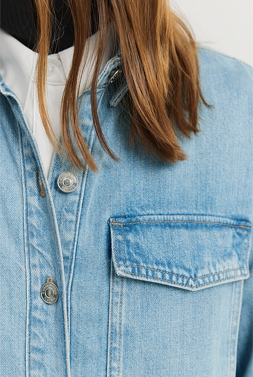 Button Detail Denim Dress