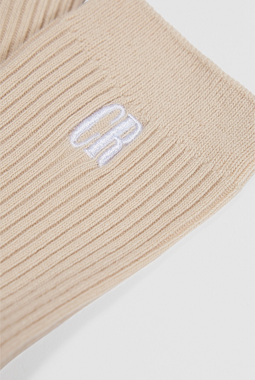 Australian Cotton Blend CR Ribbed Three-Quarter Crew Sock