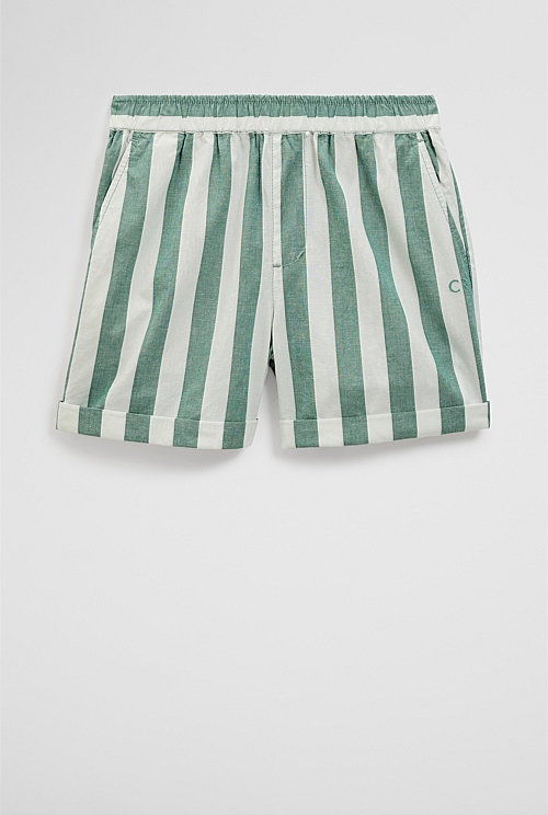 Organically Grown Cotton Blend Stripe Pull-On Short