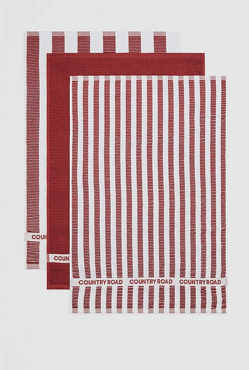 CR Stripe Verified Australian Cotton Tea Towel Pack of 3