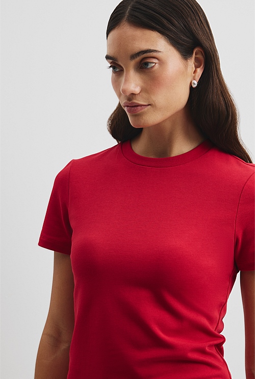 Australian Cotton Blend Fitted T-Shirt