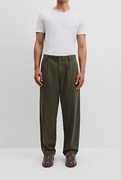 Pleated Wide Leg Chino