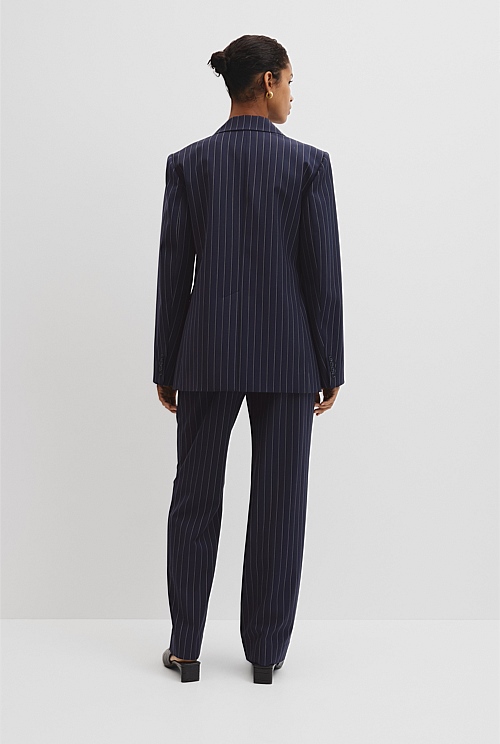 Wool Blend Pinstripe Classic Blazer