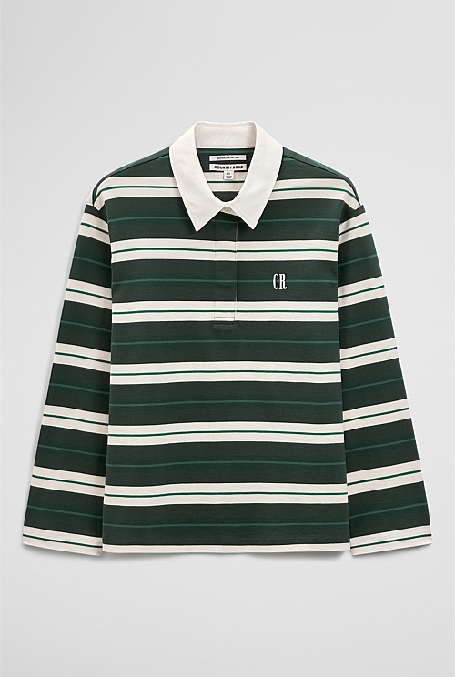 Australian Cotton Stripe Rugby Polo Sweat