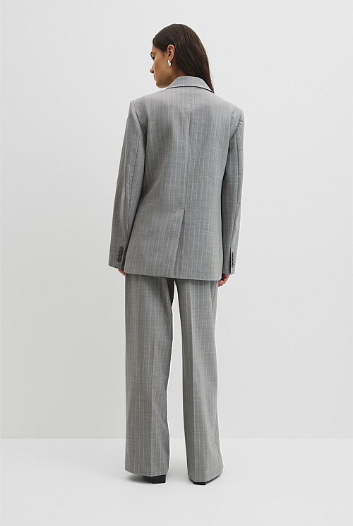 Wool Blend Pinstripe Classic Blazer