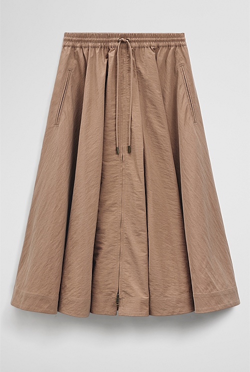 Parachute Midi Zip Skirt