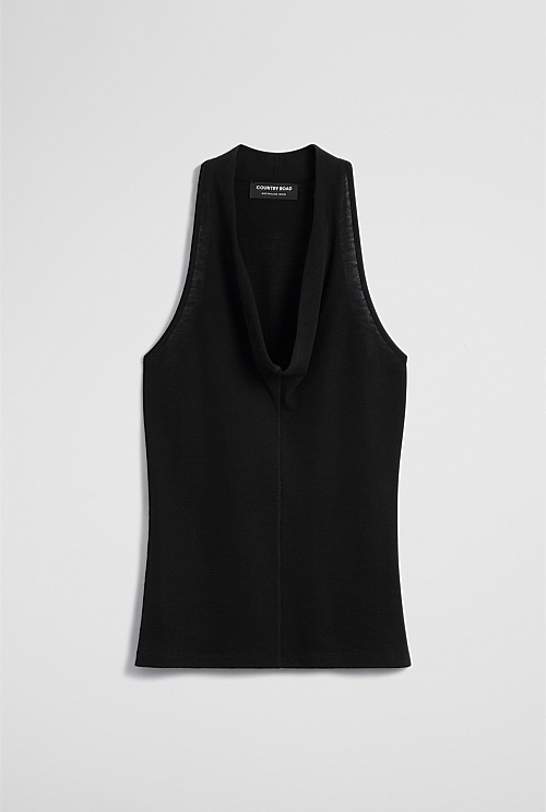 Wool V-Neck Drape Tank