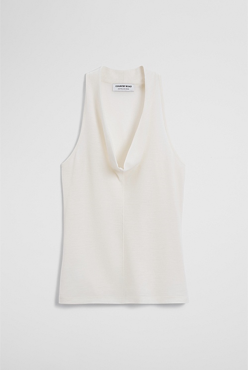 Wool V-Neck Drape Tank