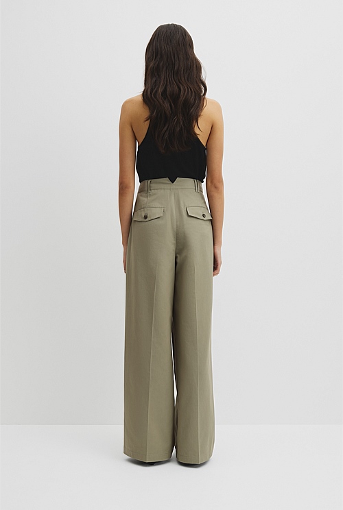 Cotton Blend Pleat Front Pant Cotton Blend Pleat Front Pant