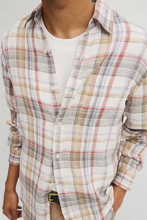 Regular Fit Linen Check Shirt