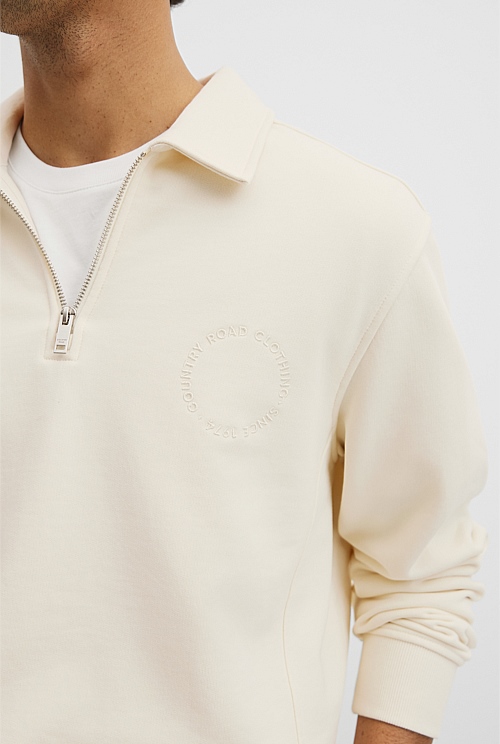 Australian Cotton Long Sleeve Folded Collar Sweat Australian Cotton Long Sleeve Folded Collar Sweat