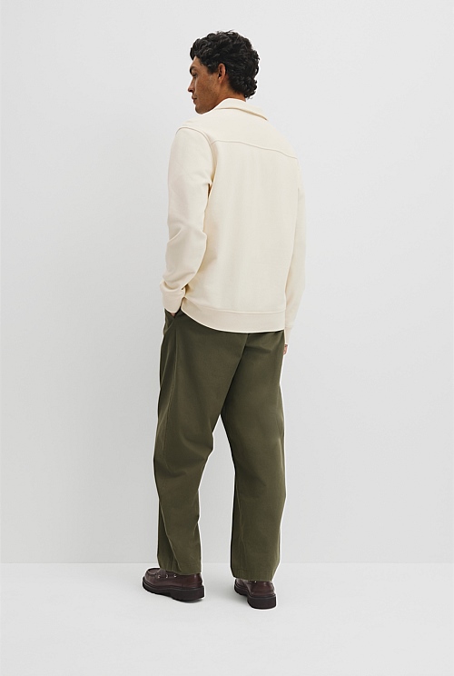 Australian Cotton Long Sleeve Folded Collar Sweat Australian Cotton Long Sleeve Folded Collar Sweat