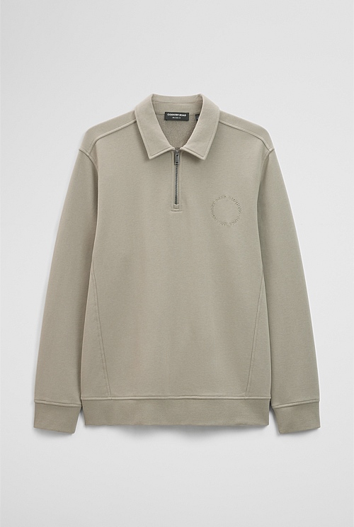 Australian Cotton Long Sleeve Folded Collar Sweat Australian Cotton Long Sleeve Folded Collar Sweat