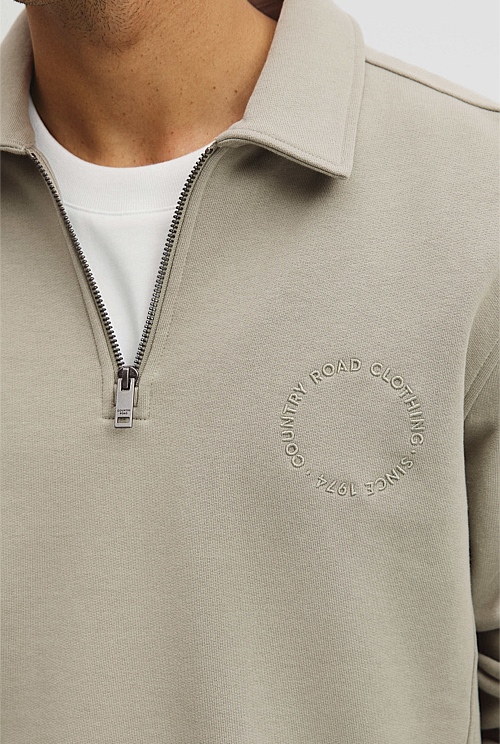Australian Cotton Long Sleeve Folded Collar Sweat Australian Cotton Long Sleeve Folded Collar Sweat