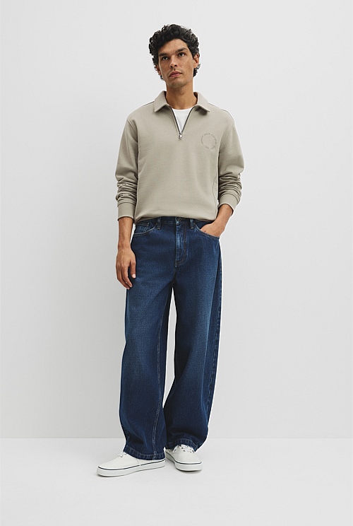 Australian Cotton Long Sleeve Folded Collar Sweat Australian Cotton Long Sleeve Folded Collar Sweat