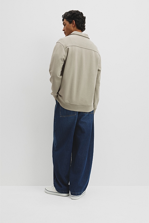 Australian Cotton Long Sleeve Folded Collar Sweat Australian Cotton Long Sleeve Folded Collar Sweat