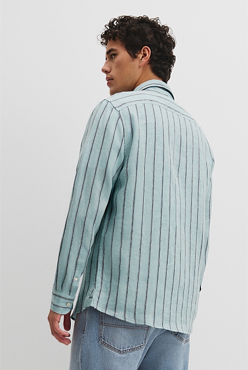 Regular Fit Linen Stripe Shirt