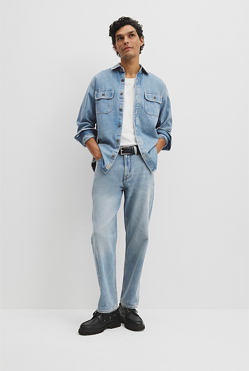 Long Sleeve Regular Workwear Denim Over-Shirt Long Sleeve Regular Workwear Denim Over-Shirt