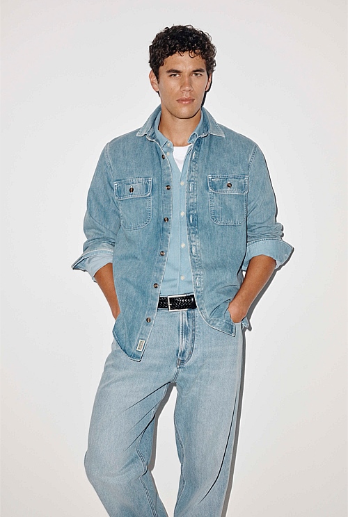 Long Sleeve Regular Workwear Denim Over-Shirt Long Sleeve Regular Workwear Denim Over-Shirt