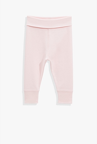 Pale Pink Organically Grown Cotton Fold-over Soft Pant - Pants ...