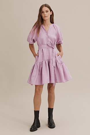 Lilac puff sleeve dress
