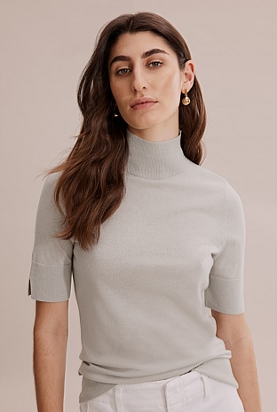 Short Sleeve Wool Silk Knit