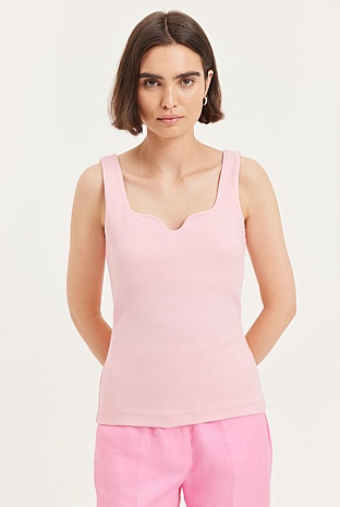 Ballet Shaped Front Rib Tank - T-Shirts & Tops | Country Road