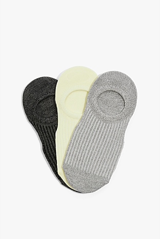 No Rib Socks Charcoal Marle Australian Cotton Rib No-Show Sock Pack of 3 - Socks ...