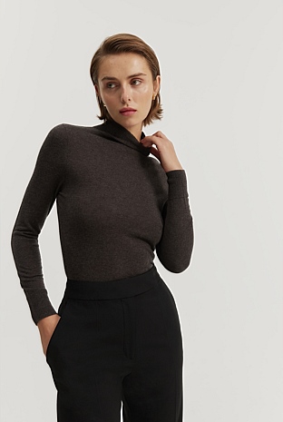 Australian Merino Wool Silk Long Sleeve Knit