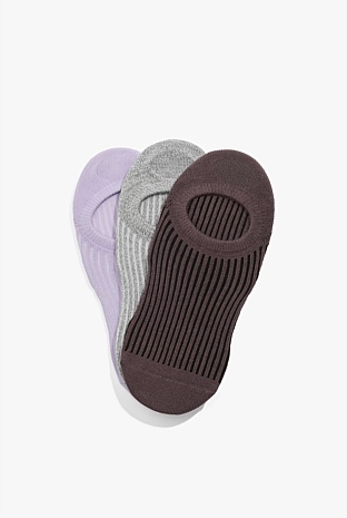 No Rib Socks Lilac Australian Cotton Rib No-Show Sock Pack of 3 - Socks & Tights ...