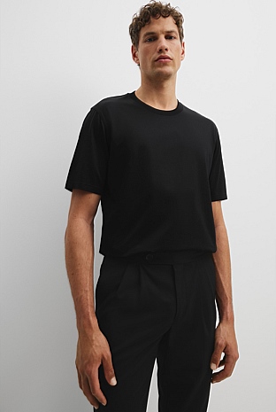 Black Mercerised T-Shirt - Knitwear | Country Road