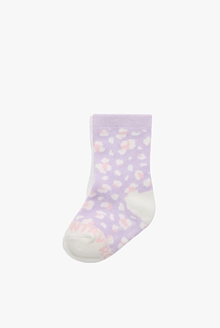 Lilac Organically Grown Cotton Leopard Sock - Accessories | Country Road