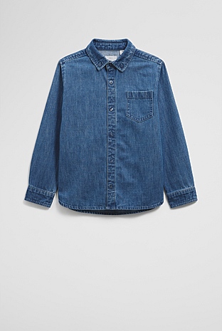 Chambray Blue Organically Grown Cotton Chambray Shirt - Shirts ...