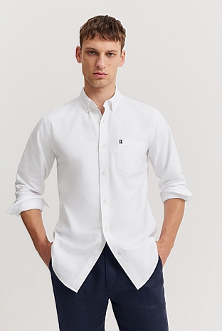 White Multi Regular Fit Organically Grown Cotton Oxford Shirt - Casual ...