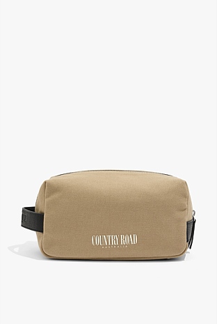 Dark Stone Organically Grown Cotton Heritage Wash Bag - Bags | Country Road