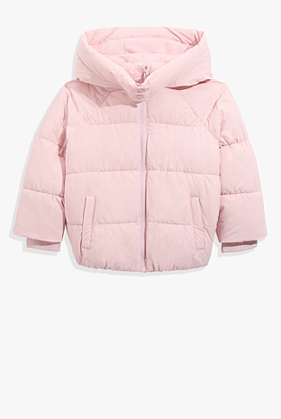 Mineral Pink Recycled Nylon Puffer Sweat Jacket - Jackets & Coats ...
