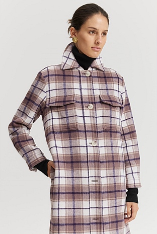 Multi Check Coat Multi Check Check Longline Coat - Jackets & Coats | Country Road