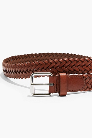 Caramel Brown Plaited Belt - Belts | Country Road