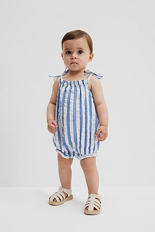 Marine Stripe Metallic Stripe Romper - Overalls & Rompers | Country Road