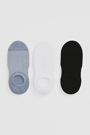 No Rib Socks Steel Blue Australian Cotton Rib No-Show Sock Pack of 3 - Socks ...