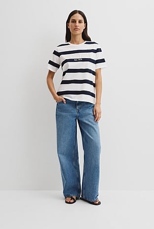 Australian Cotton Stripe Heritage Embroidered T-Shirt main image 1