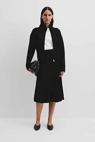 Australian Cotton Blend Knit Midi Skirt