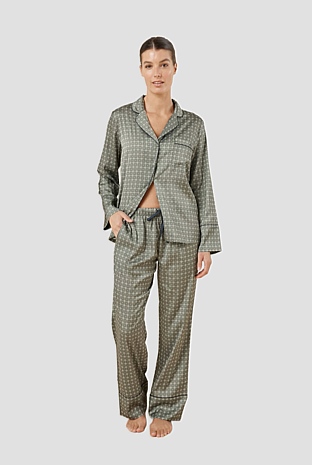 Gingerlilly Kienna Geo Printed Silky Satin Pj Set