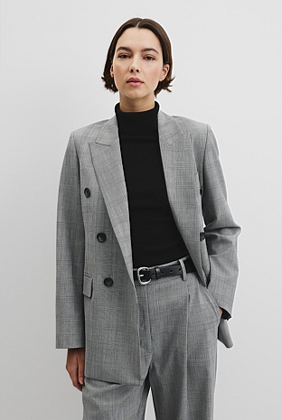 Glen Check Double Breasted Blazer