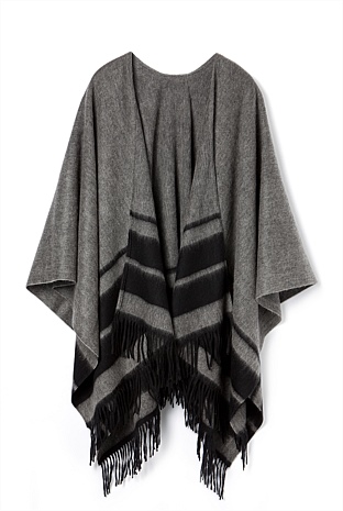 Charcoal Striped Poncho - Accessories | Country Road